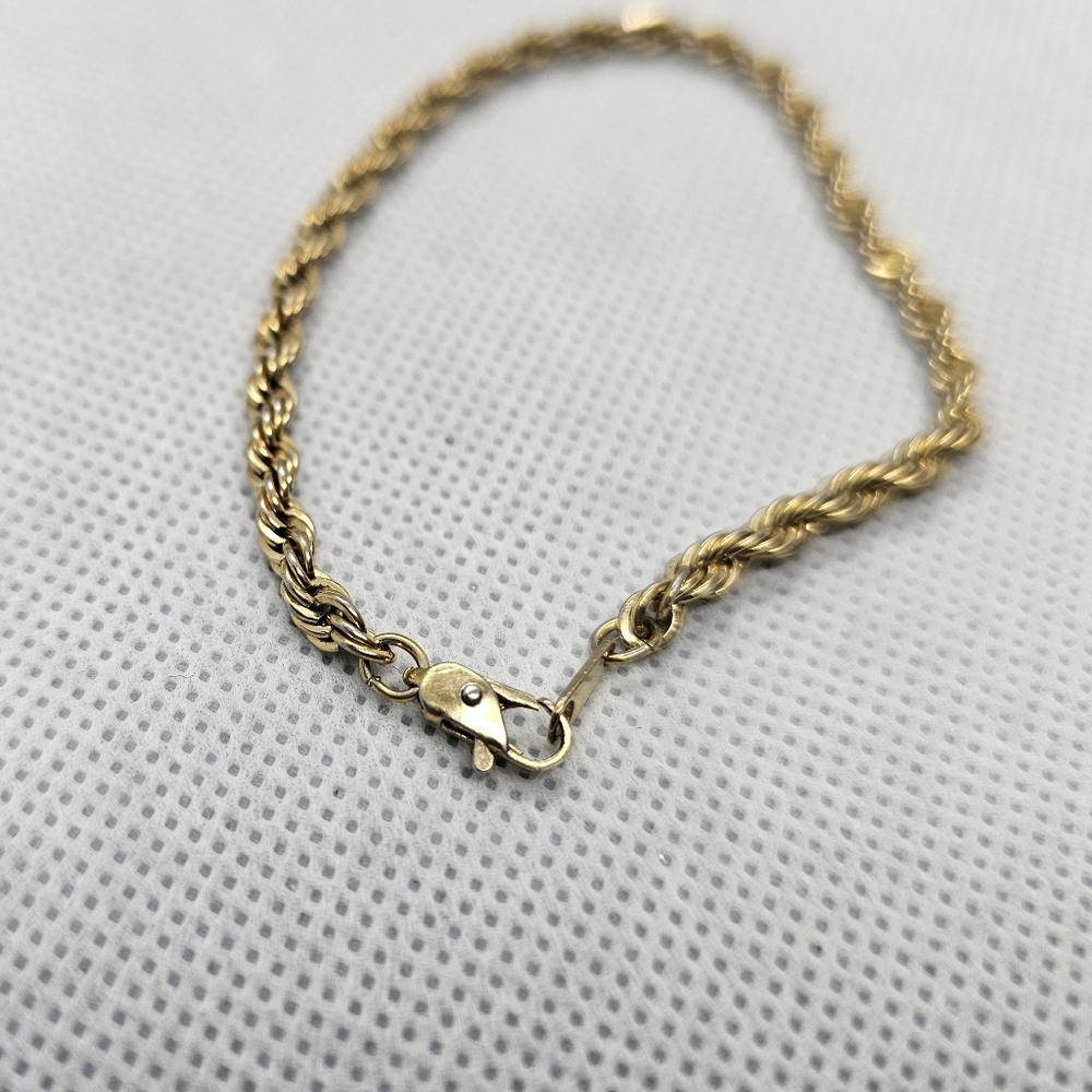 Gold Tone Rope Chain Bracelet - Picture 2 of 5